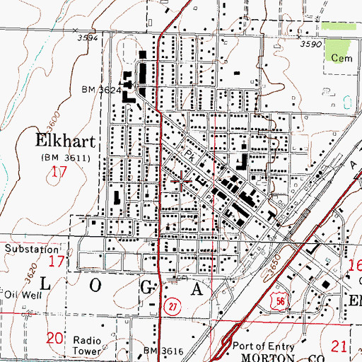 Topographic Map of Church of Christ, KS