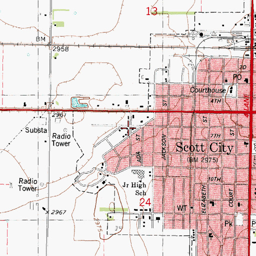 Topographic Map of Church of Christ, KS