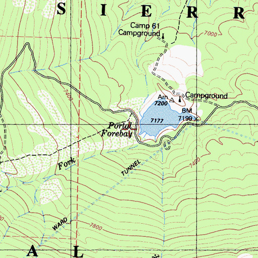 Topographic Map of West Fork Camp Sixty One D Creek, CA