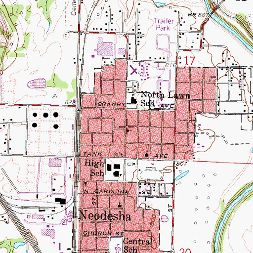 Topographic Map of Church of Christ, KS