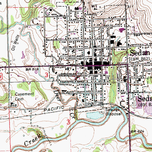 Topographic Map of Church of Christ, KS