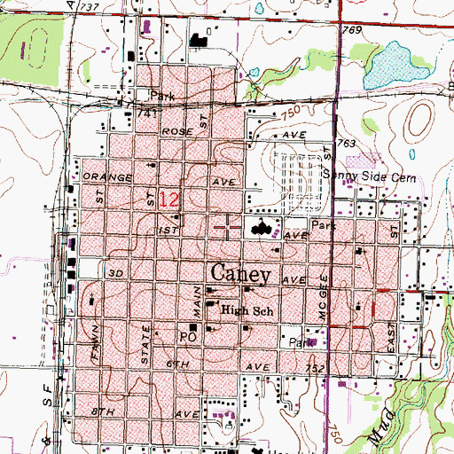 Topographic Map of Church of Christ, KS