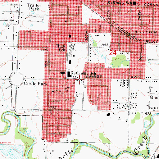 Topographic Map of Church of Christ, KS