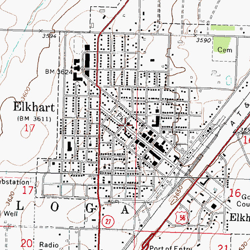 Topographic Map of Church of God, KS