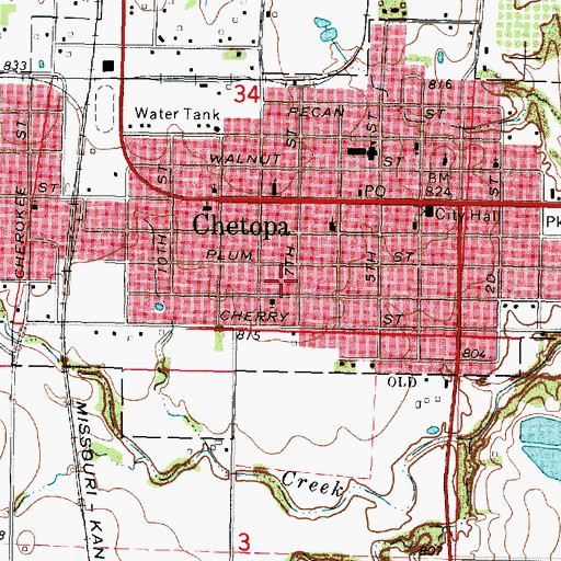 Topographic Map of Church of God, KS