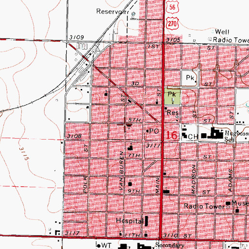 Topographic Map of Church of the Nazerene, KS