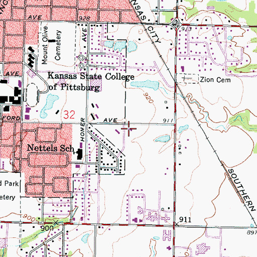 Topographic Map of College Heights United Methodist Church, KS