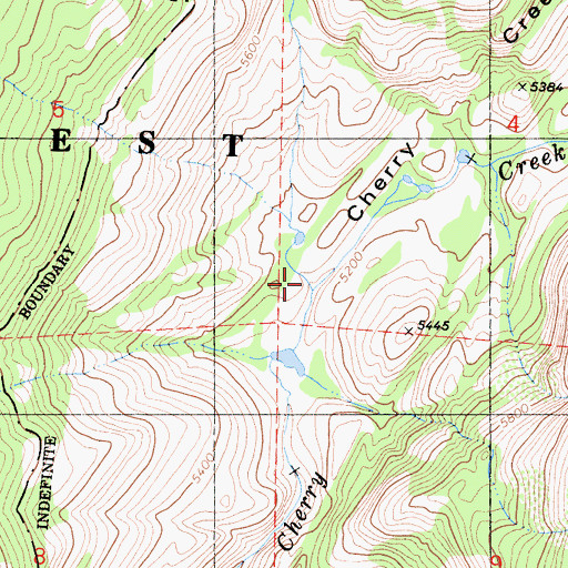 Topographic Map of West Fork Cherry Creek, CA
