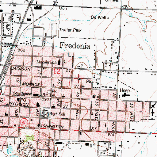 Topographic Map of Covenant Promise Church of Fredonia, KS