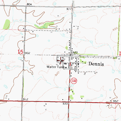 Topographic Map of Dennis United Methodist Church, KS