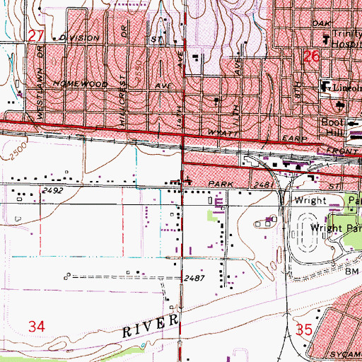 Topographic Map of Dodge City Mennonite Church, KS