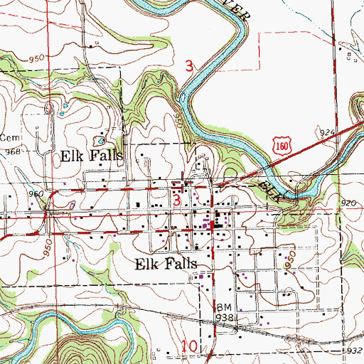 Topographic Map of Elk Falls Calvery Chapel, KS