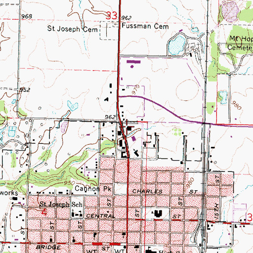 Topographic Map of Faith Assembly of God Church, KS