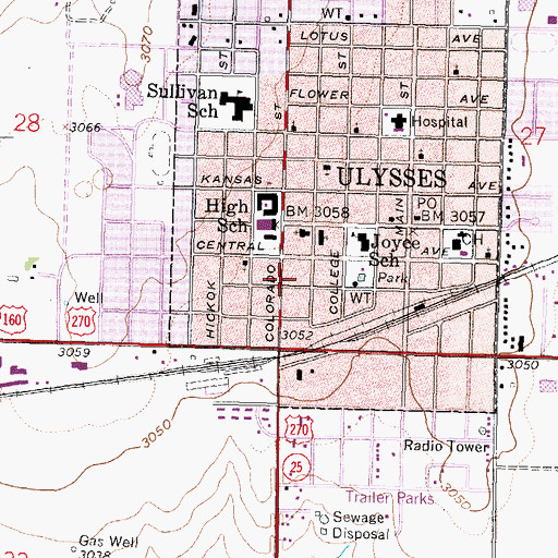 Topographic Map of First Assembly of God Church, KS