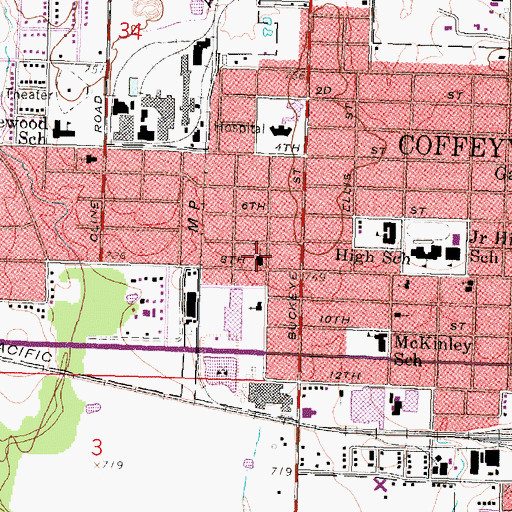 Topographic Map of First Assembly of God Church, KS