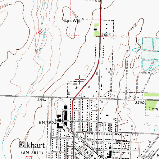 Topographic Map of First Baptist Church, KS
