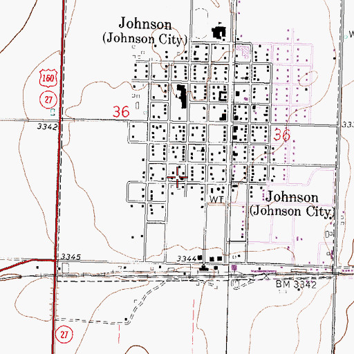 Topographic Map of First Baptist Church, KS