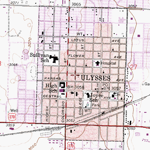 Topographic Map of First Baptist Church, KS