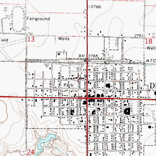 Topographic Map of First Baptist Church, KS