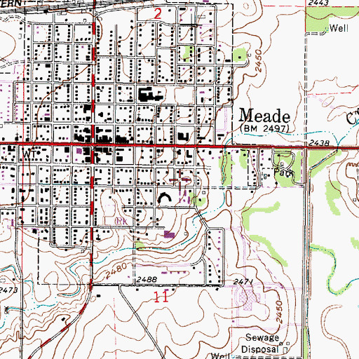 Topographic Map of First Baptist Church, KS