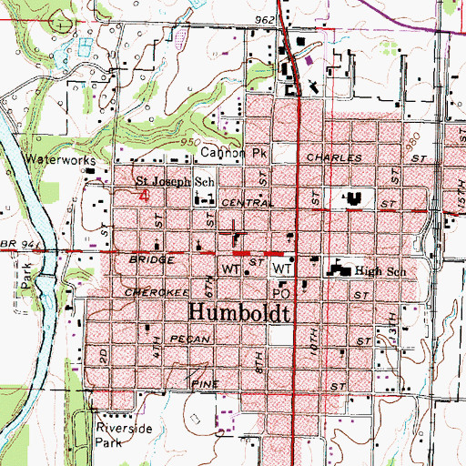 Topographic Map of First Baptist Church, KS
