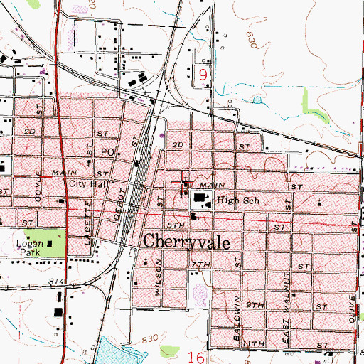 Topographic Map of First Baptist Church, KS