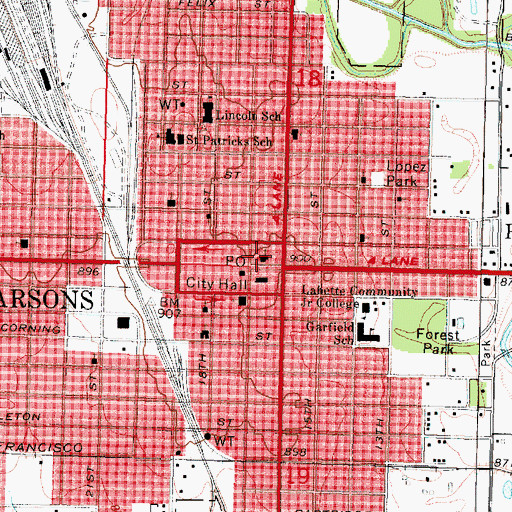 Topographic Map of First Baptist Church, KS