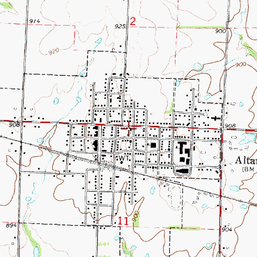 Topographic Map of First Baptist Church, KS