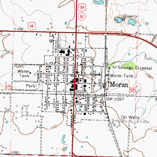 Topographic Map of First Baptist Church, KS