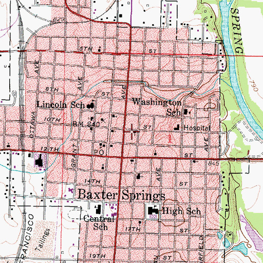 Topographic Map of First Baptist Church, KS