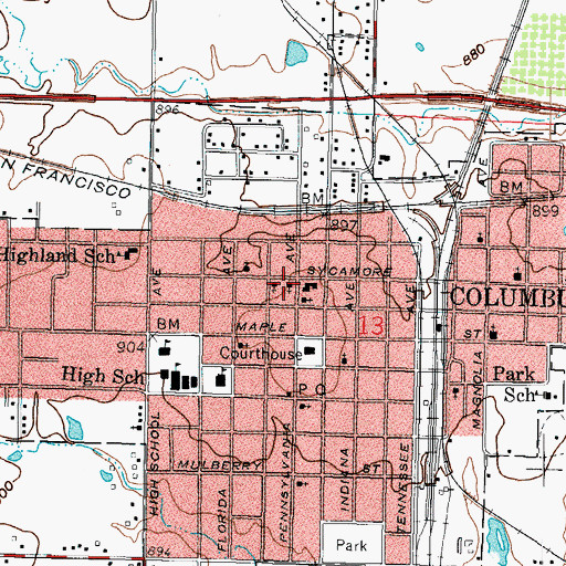 Topographic Map of First Baptist Church, KS