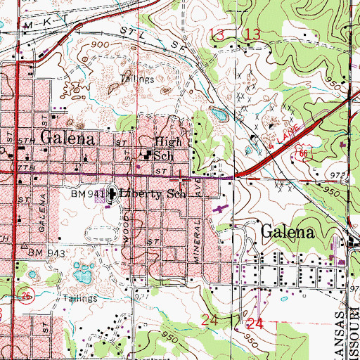Topographic Map of First Baptist Church, KS
