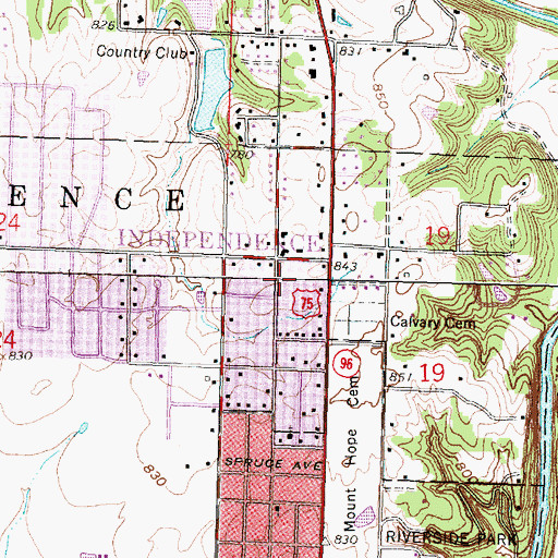 Topographic Map of First Baptist Church - North Campus, KS