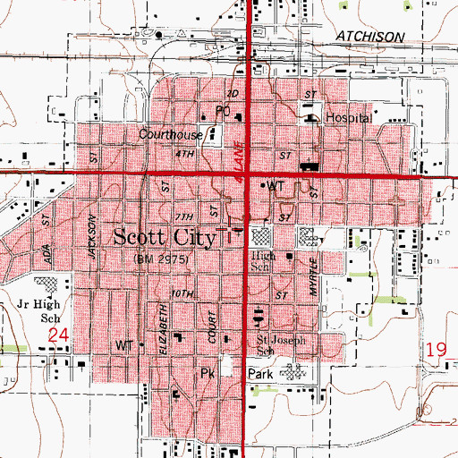 Topographic Map of First Chirstian Church, KS
