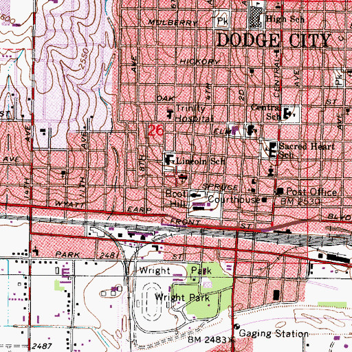 Topographic Map of First Christian Church, KS
