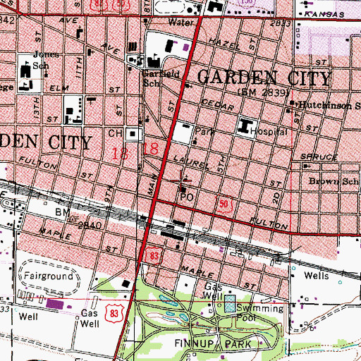 Topographic Map of First Christian Church, KS
