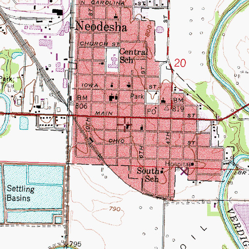 Topographic Map of First Christian Church, KS