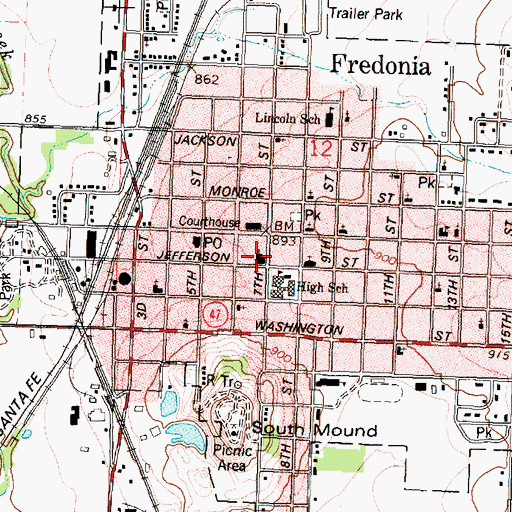 Topographic Map of First Christian Church, KS