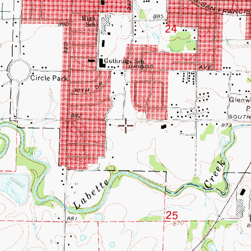 Topographic Map of First Christian Church, KS