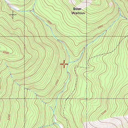 Topographic Map of West Fork Fort Goff Creek, CA