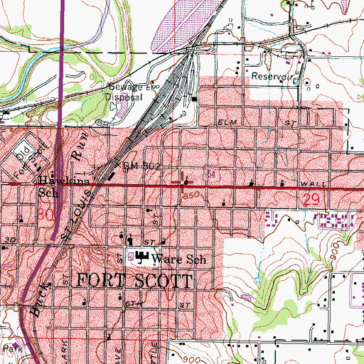 Topographic Map of First Church of God, KS