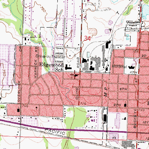 Topographic Map of First Church of God, KS