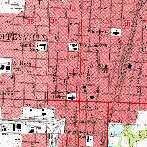 Topographic Map of First Presbyterian Church, KS