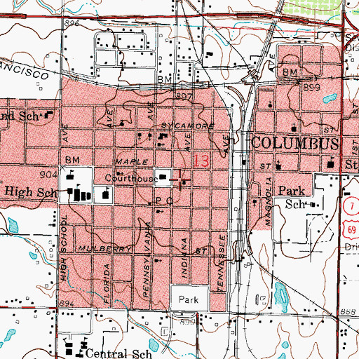 Topographic Map of First Presbyterian Church, KS