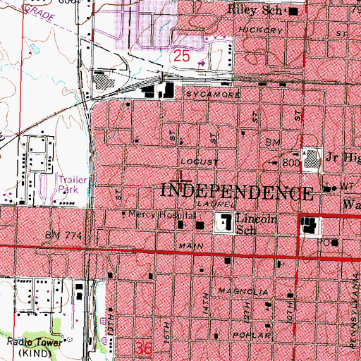 Topographic Map of First Southern Baptist Church, KS