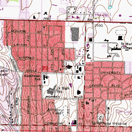 Topographic Map of First United Methodist Church, KS