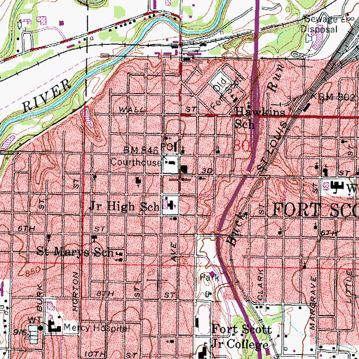 Topographic Map of First United Methodist Church, KS