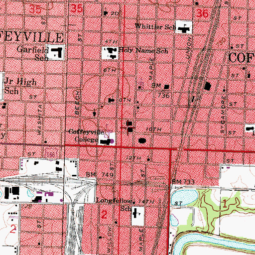 Topographic Map of First United Methodist Church, KS