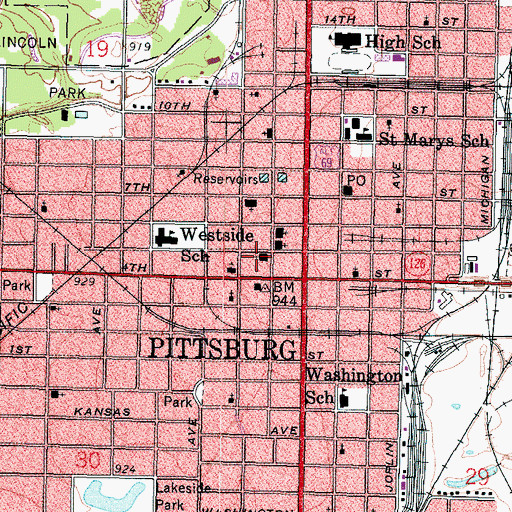 Topographic Map of First United Methodist Church, KS