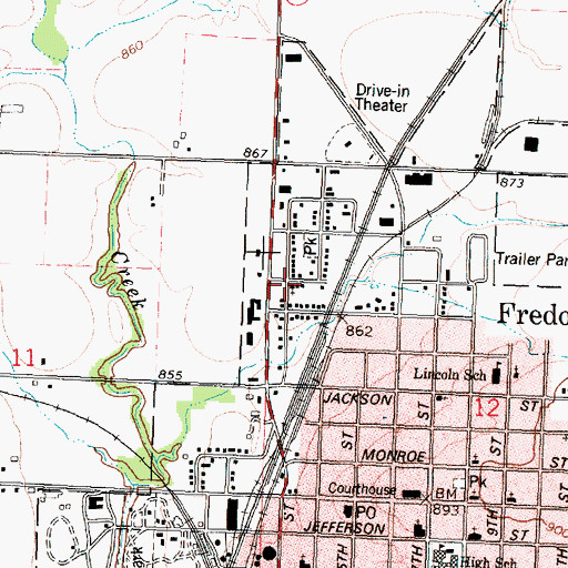 Topographic Map of Fredonia Church of God, KS
